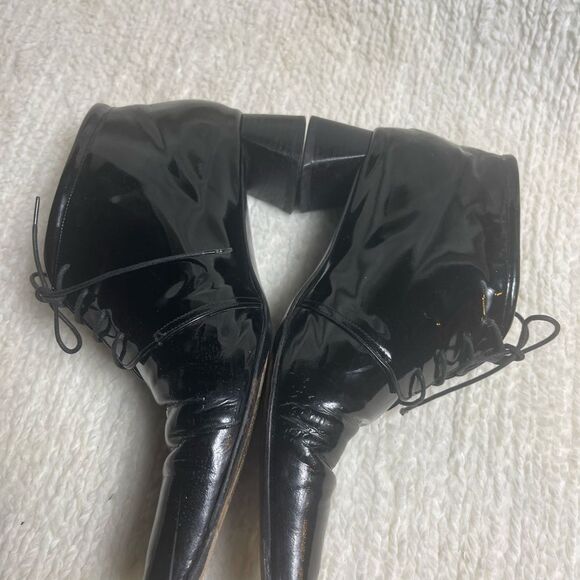 Adrienne Vittadini Leather Black Patent Lace-Up Boots SZ9M - Picture 6 of 12